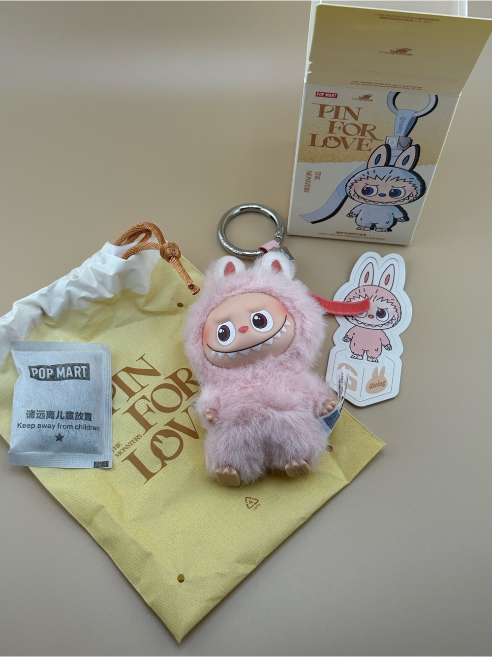 Pop Mart The Monsters Pin For Love Letter G Giving Plush Keychain NIB